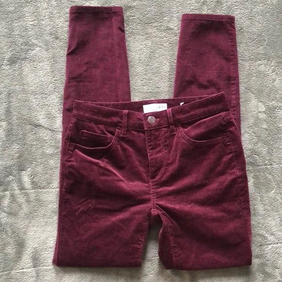 LOFT Pants - Loft 25. Plum corduroy high waist skinny pant